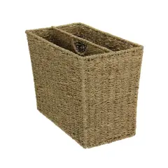 Household Essentials 17" Seagrass Wide Side by Side Magazine Rack