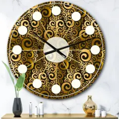 Designart 'Gold And Black Swirl I Mid-Century Modern Wall Clock