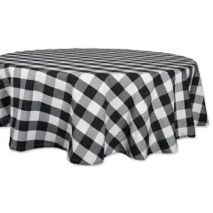 DII&reg; 70" Buffalo Check Round Tablecloth Black and White