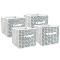 DII&reg; 11" Gray Herringbone Square Non-Woven Fabric Cubes, 4ct.