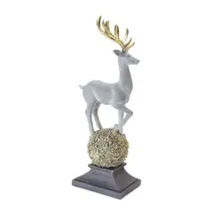 18" Winter Deer Figurine on Orb
