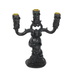 10.75" Black Skull Candelabra Tabletop D&eacute;cor by Ashland&reg;
