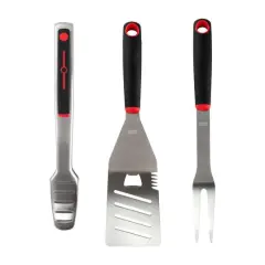 Gibson Home&reg; Black & Red Huckleberry 3 Piece Stainless Steel BBQ Tool Set