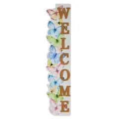 Glitzhome&reg; 42" Wood Butterfly WELCOME Porch Sign