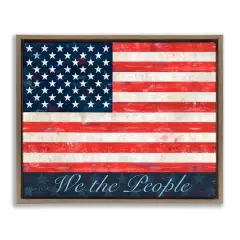 Stupell Industries We The People Flag Floater Framed Art Brown