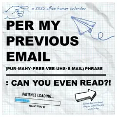 TF Publishing 2025 Per My Previous Email Wall Calendar