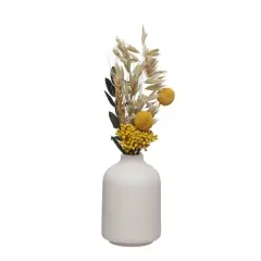 9.5" Yellow Dried Floral Arrangement in White Container by Ashland&reg;