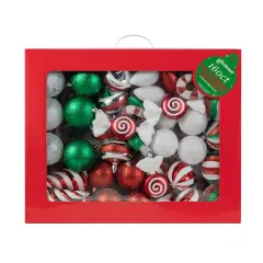 Glitzhome&reg; 160 Pack Whimsical Red & Green Deluxe Boxed Shatterproof Ornaments