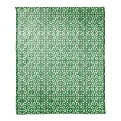 Green & White Pattern Coral Fleece Blanket