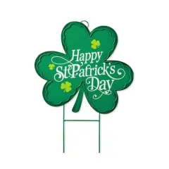 Glitzhome&reg; 24" St. Patrick's Metal Shamrock Yard Stake