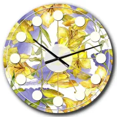 Designart 'Retro Handdrawn Poppies V Mid-Century Modern Wall Clock
