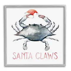 Stupell Industries Santa Claws Holiday Crab Framed Giclee Art Gray