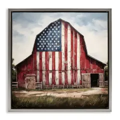 Stupell Industries Americana Barn View Floater Framed Art Gray