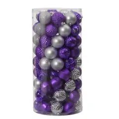 101ct. 2" Purple & Silver Shatterproof Ball Ornaments
