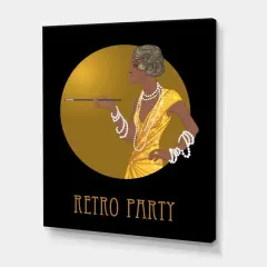 Designart - Retro Fashion Glamour African American Woman - Modern Canvas Wall Art Print