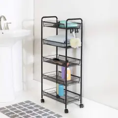Honey Can Do Black 5-Tier Rolling Storage Cart