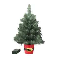 20" Pre-Lit Night Night&trade; Classic Pine Artificial Tabletop Christmas Tree in Santa Belt Base, Clear LED Lights