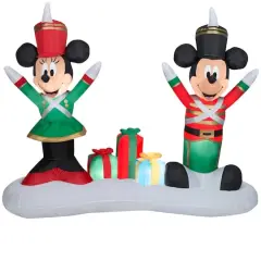 5.5ft. Airblown&reg; Inflatable Christmas Mickey Mouse and Minnie Mouse as Toy Soldiers