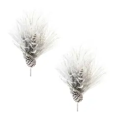 2ft. Flocked Mixed Long Needle Pine Spray with Pinecone, 2ct.