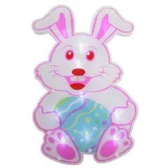 13.75" Pink & White LED Lighted Easter Bunny Window Silhouette