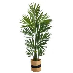 7ft. Kentia Artificial Palm in Handmade Natural Cotton Planter