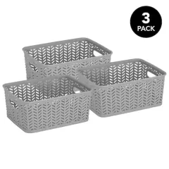 Simplify Small&nbsp;Herringbone Storage Basket, 3ct. Gray