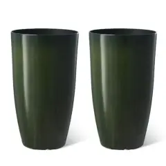 Glitzhome&reg; 23.5" Gradient Green Faux Ceramic Tall Plastic Planters, 2ct.
