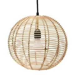 Hello Honey&reg; Modern Boho Handwoven Rattan Globe Pendant Light