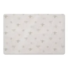Delicate Bee Pattern Floor Mat White