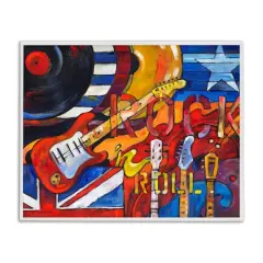 Stupell Industries Rock 'n Roll Music Tribute Framed Giclee Art White