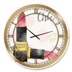 Designart 'Fashion Glam Lipstick Ii Glam Wall Clock