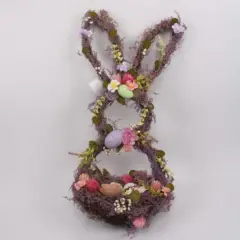 21" Floral Grapevine Bunny Shaped Easter Basket Decoration