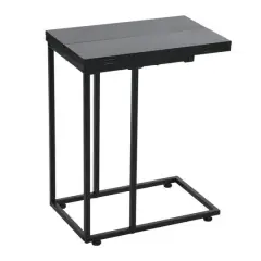 Household Essentials Jamestown Extendable C-Shaped End Table Black Oak