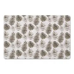 Pinecones on White Floor Mat