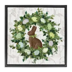 Stupell Industries Spring Easter Egg Wreath Floater Framed Art Black