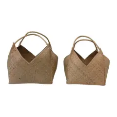 Hello Honey&reg; Natural Square Seagrass Basket with Handles Set
