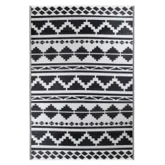 Black & White Aztec Design Rectangular Outdoor Area Rug, 4ft. x 6ft.