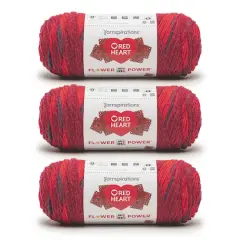3 Pack Red Heart&reg; All In One Flower Power&trade; Yarn Burgundy Blossom