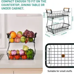 NEX&trade; 13" Black 2-Tier Countertop Fruit & Vegetable Storage Basket