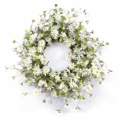 23" White Daisy Wreath