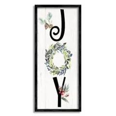 Stupell Industries Joy Seasonal Botanical Wreath Framed Giclee Art Black