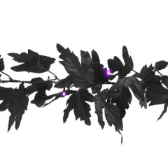 20ct. Purple LED Black Leaf Garland String Lights by Ashland&reg;