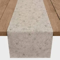 90" Line Floral Cotton Twill Runner Tan