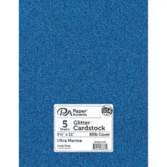 PA Paper&trade; Accents 8.5" x 11" 85lb. Glitter Cardstock, 5 Sheets Ultra Marine
