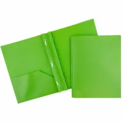 JAM Paper Plastic 2 Pocket POP Folders with Clasps, 12ct. Lime Green