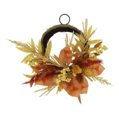 12" Mini Orange & Yellow Heather with Berries Wreath by Ashland&reg;