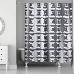 Square Maze Shower Curtain Navy
