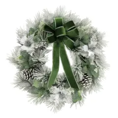 24" Adorned Flocked White Wreath