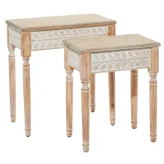 Whitewashed Wood Farmhouse Accent Table Set