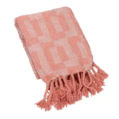 Hello Honey&reg; Pink Geometric Throw Blanket with Braided Fringe